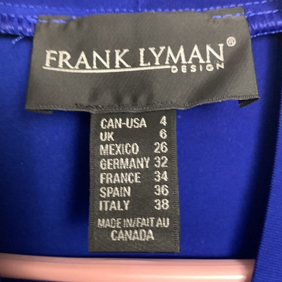 Frank Lyman Blue Professional Short Sleeve Tunic style Top, 4 Way Stretch - Picture 4 of 8